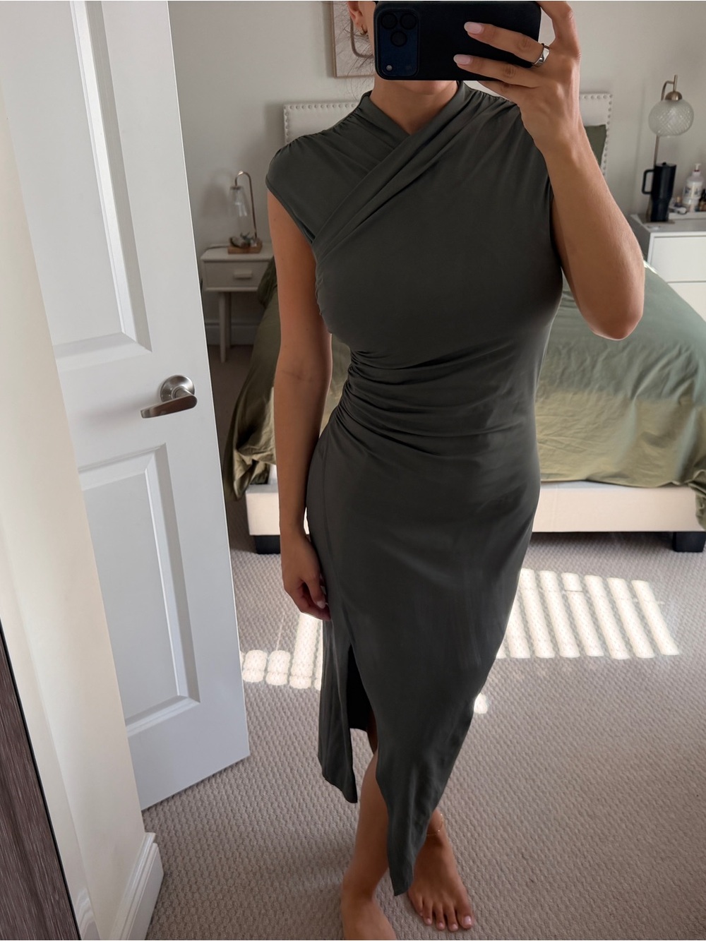 ZARA Grey Wrap Midi Dress